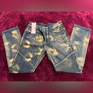 Brand new blue and gold fashion jeans